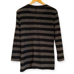 DYLAN Stripe Open Knit Henley Sweater Size Large